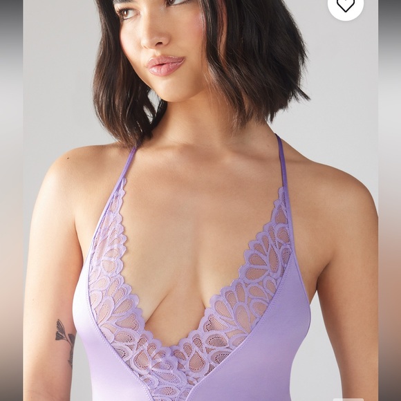 Savage X Fenty Purple Lavender Savage Not Sorry Lace Teddy Bodysuit - Picture 6 of 17